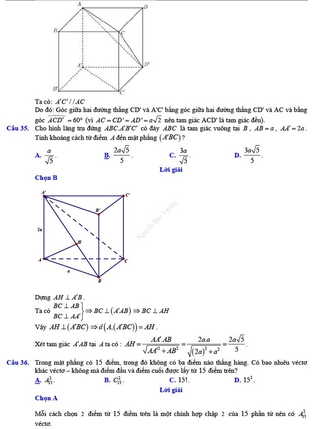Đáp án đề thi thử THPT Quốc gia 2022 môn Toán Đề số 18
