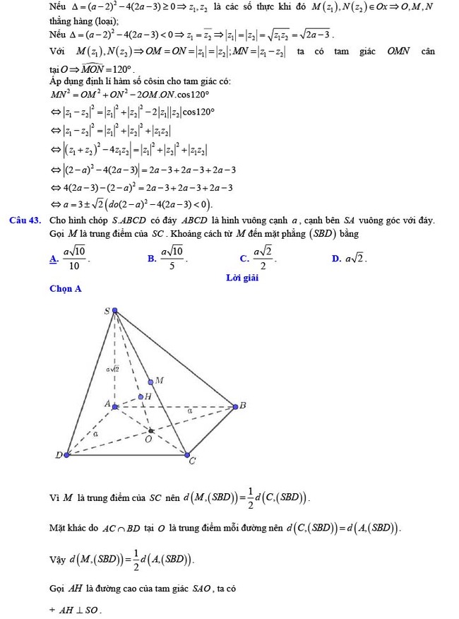 Đáp án đề thi thử THPT Quốc gia 2022 môn Toán Đề số 19