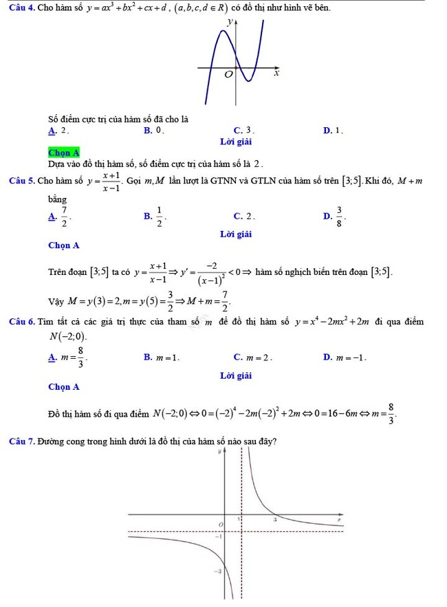 Đáp án đề thi thử THPT Quốc gia 2022 môn Toán Đề số 19
