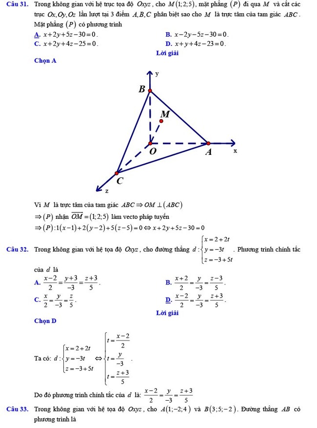 Đáp án đề thi thử THPT Quốc gia 2022 môn Toán Đề số 19