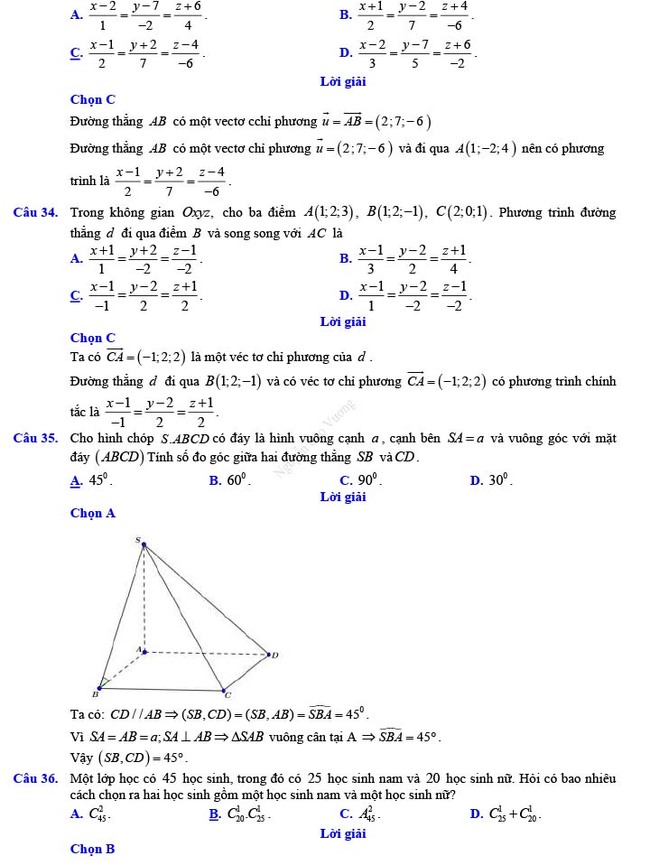 Đáp án đề thi thử THPT Quốc gia 2022 môn Toán Đề số 19