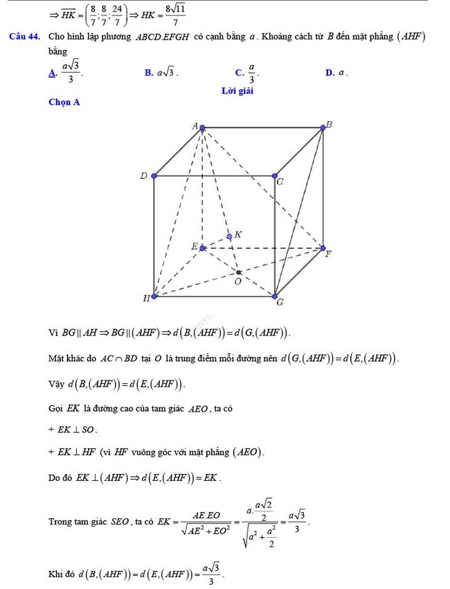 Đáp án đề thi thử THPT Quốc gia 2022 môn Toán Đề số 20