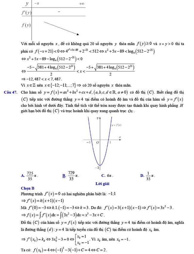 Đáp án đề thi thử THPT Quốc gia 2022 môn Toán Đề số 20