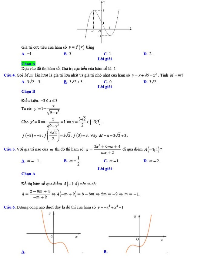 Đáp án đề thi thử THPT Quốc gia 2022 môn Toán Đề số 20