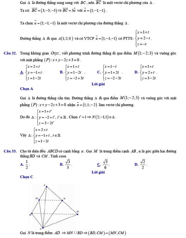 Đáp án đề thi thử THPT Quốc gia 2022 môn Toán Đề số 20