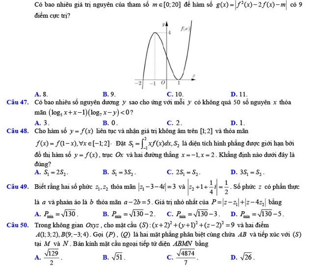 Đề thi thử THPT Quốc gia 2022 môn Toán Đề số 17