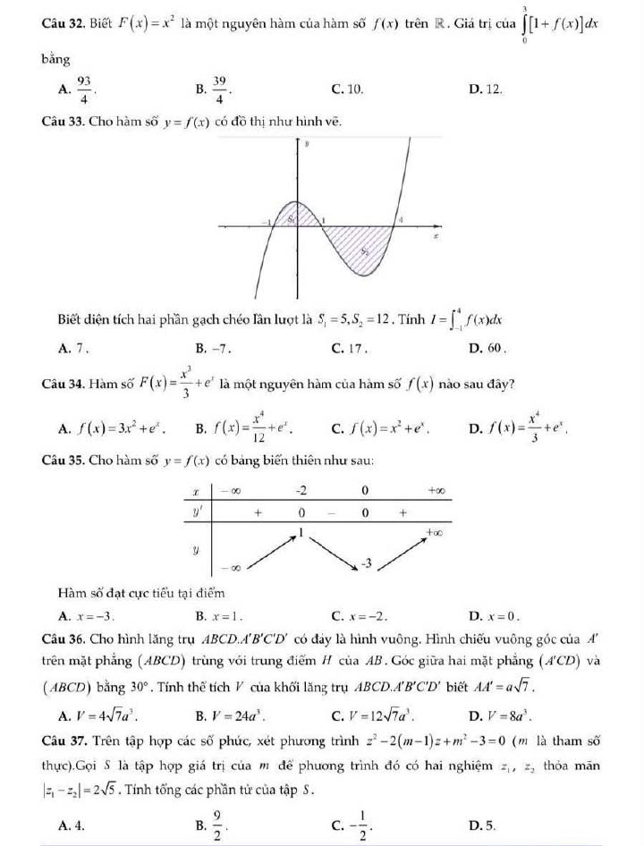 Đề thi thử THPT Quốc gia 2022 môn Toán Liên Trường - Hà Tĩnh