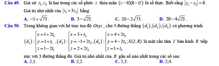 Đề thi thử THPT Quốc gia 2022 môn Toán Đề số 13