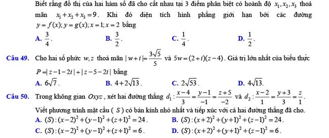 Đề thi thử THPT Quốc gia 2022 môn Toán Đề số 18