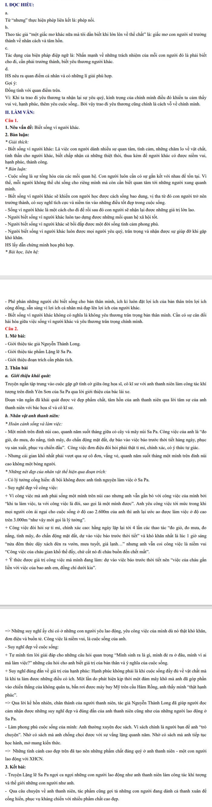 Đáp án đề thi tuyển sinh lớp 10 môn Văn Quảng Ninh 2022