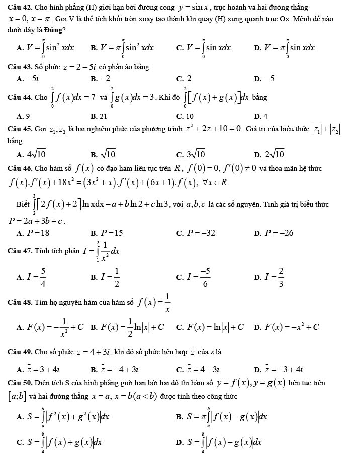 Đề KSCL học kì 2 môn Toán THPT Ngô Gia Tự năm 2022