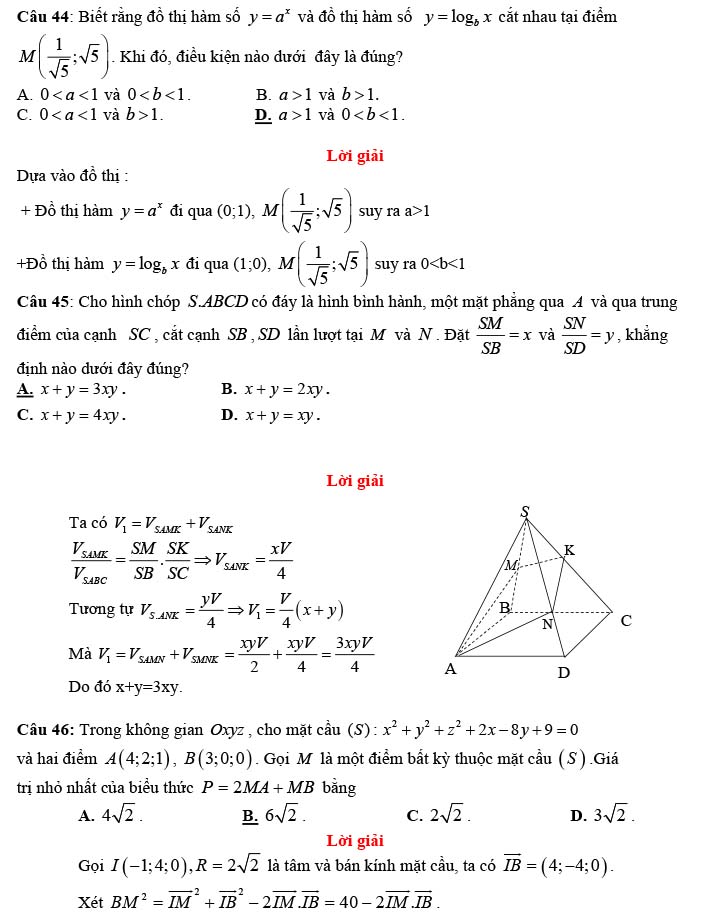 Đề thi thử THPT Quốc gia 2022 môn Toán Chuyên Hùng Vương - Gia Lai (lần 1)