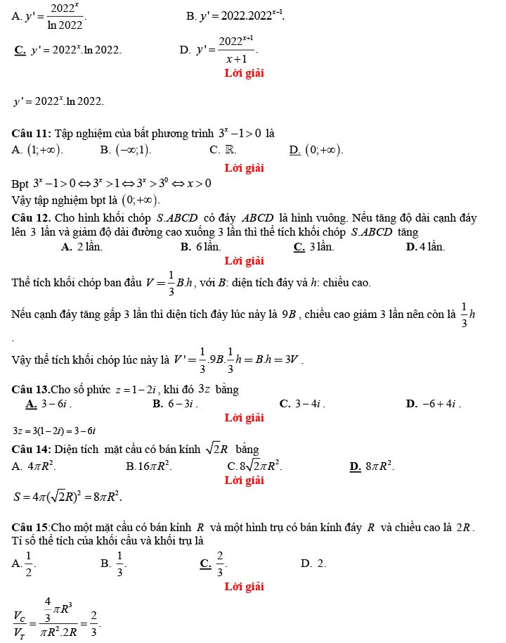 Đề thi thử THPT Quốc gia 2022 môn Toán Chuyên Hùng Vương - Gia Lai (lần 1)