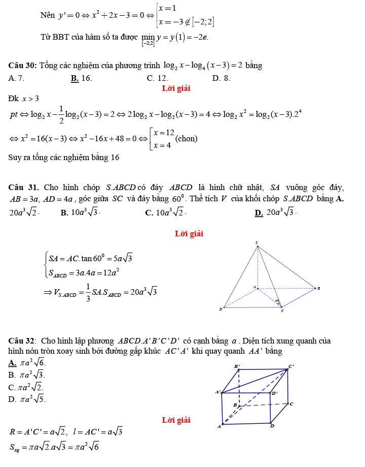 Đề thi thử THPT Quốc gia 2022 môn Toán Chuyên Hùng Vương - Gia Lai (lần 1)
