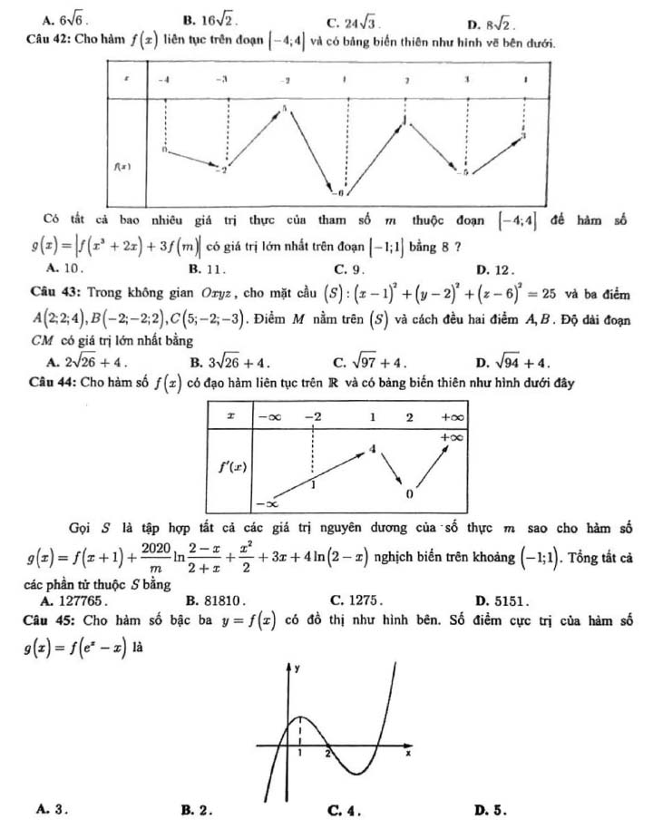 Đề thi thử THPT Quốc gia 2022 môn Toán Cụm trường Bắc Ninh