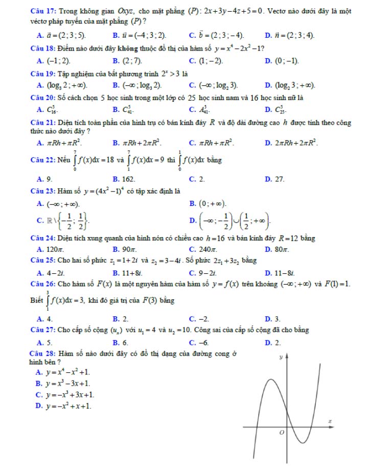 Đề thi thử THPT Quốc gia 2022 môn Toán Sở GD&ĐT Gia Lai