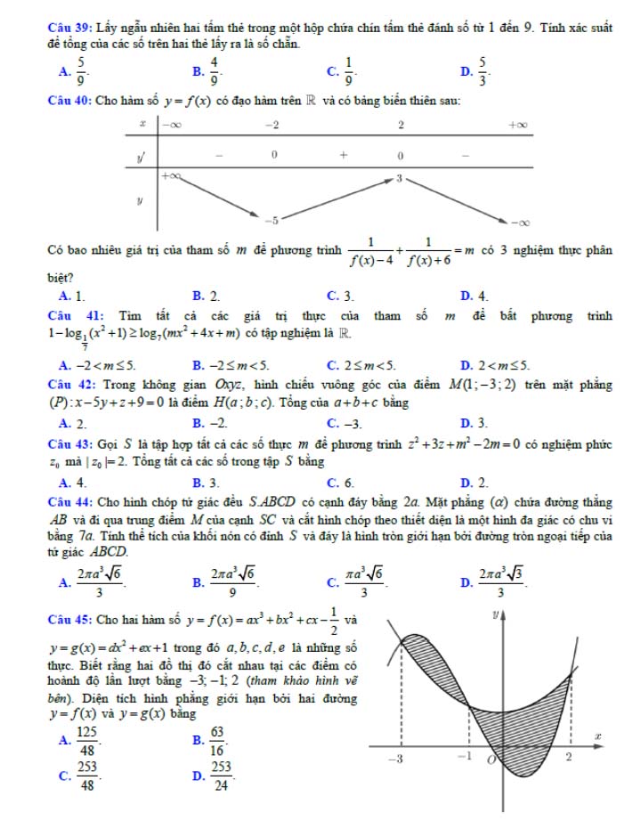 Đề thi thử THPT Quốc gia 2022 môn Toán Sở GD&ĐT Gia Lai