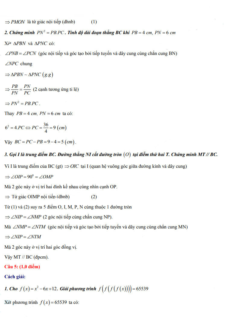 Đáp án đề thi vào 10 môn Toán Điện Biên 2022