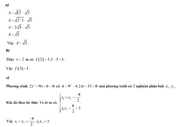 Đáp án đề thi vào 10 môn Toán chung Chuyên Nguyễn Tất Thành 2022 câu 1