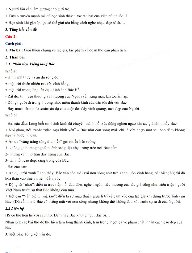 Đáp án thi vào 10 Văn Vĩnh Long 