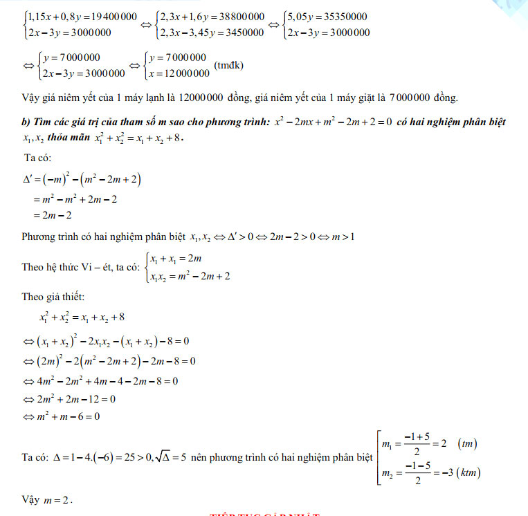 Đáp án thi vào 10 Toán Cần Thơ