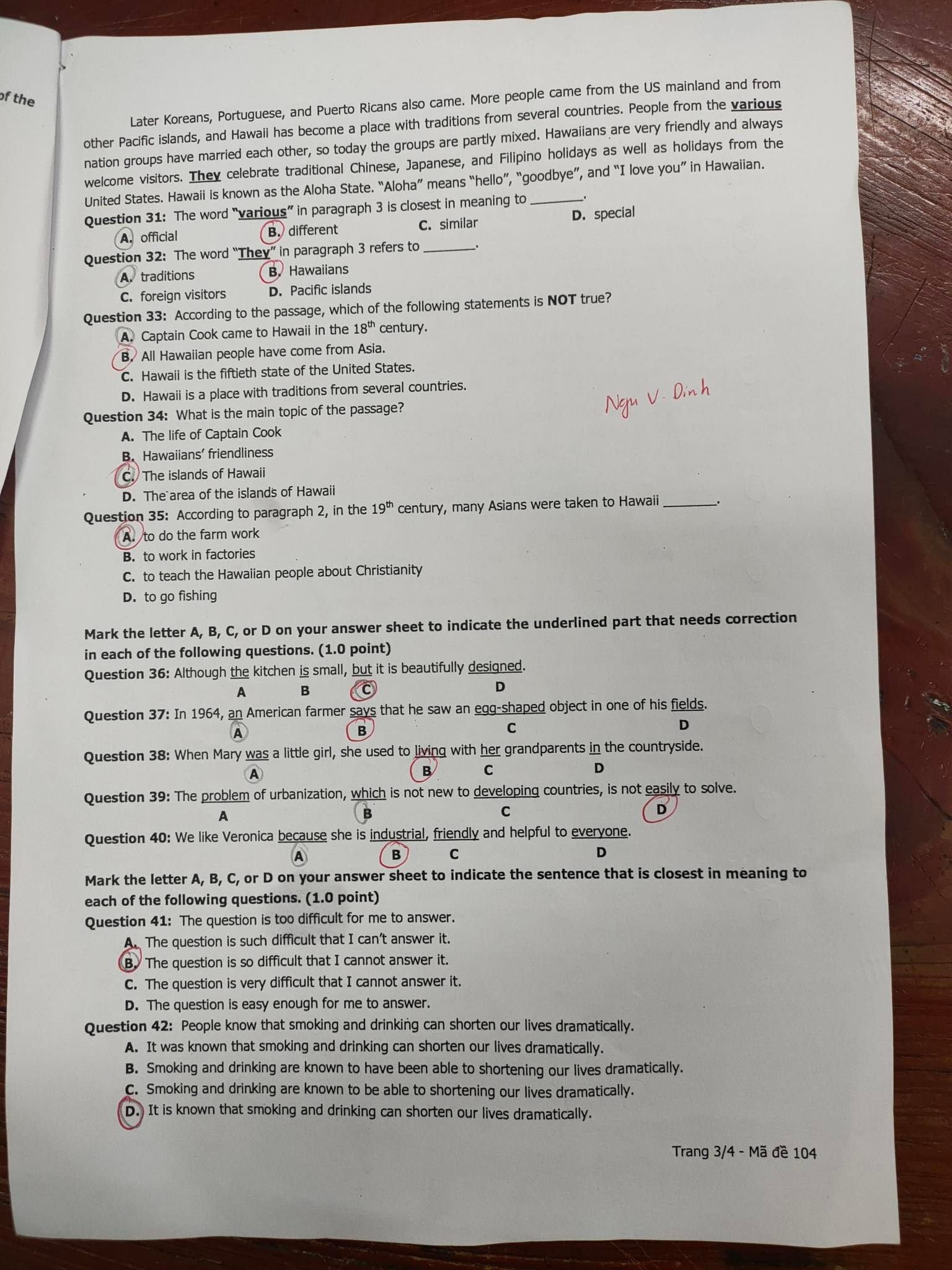 Đề thi môn Tiếng Anh vào lớp 10 Hải Dương năm 2022