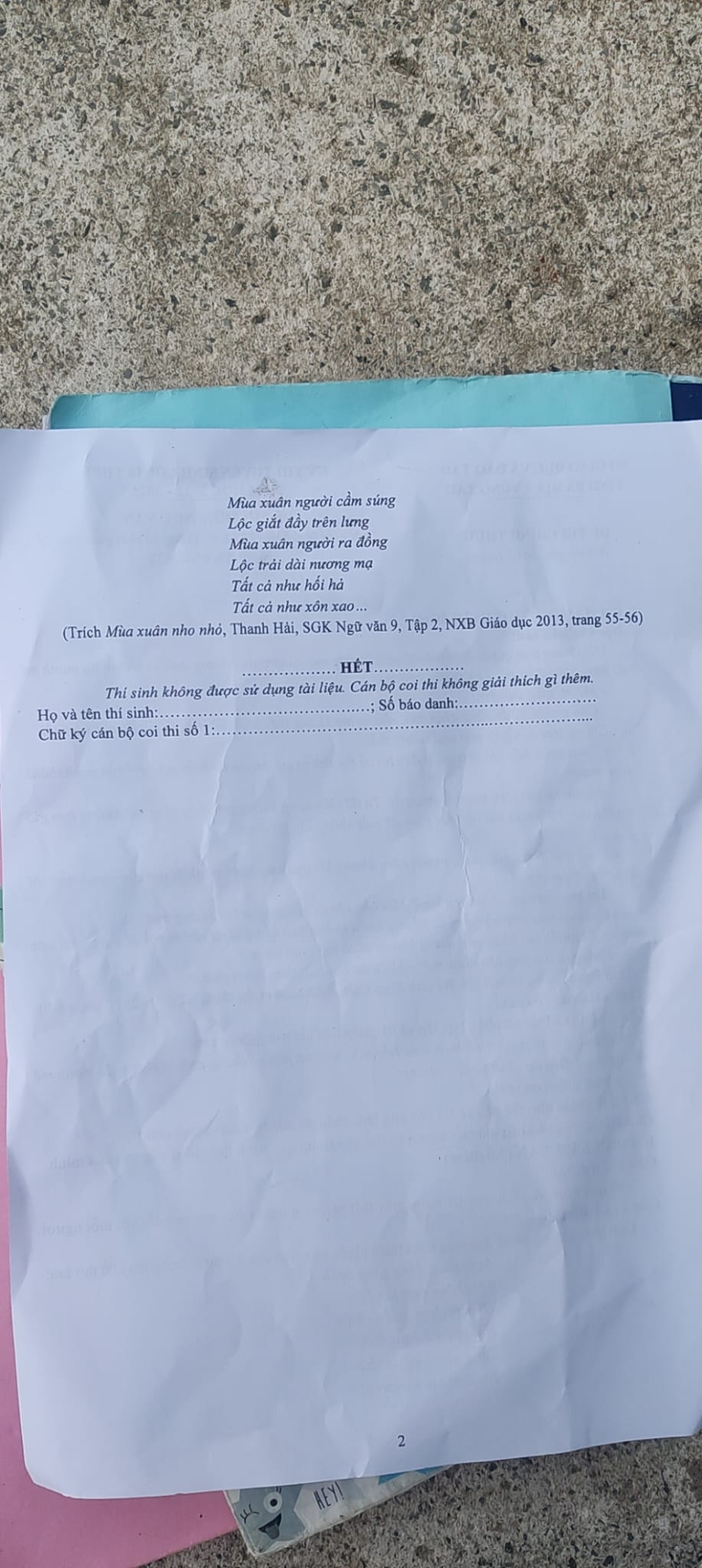Đề thi vào 10 Văn BR-VT 2022
