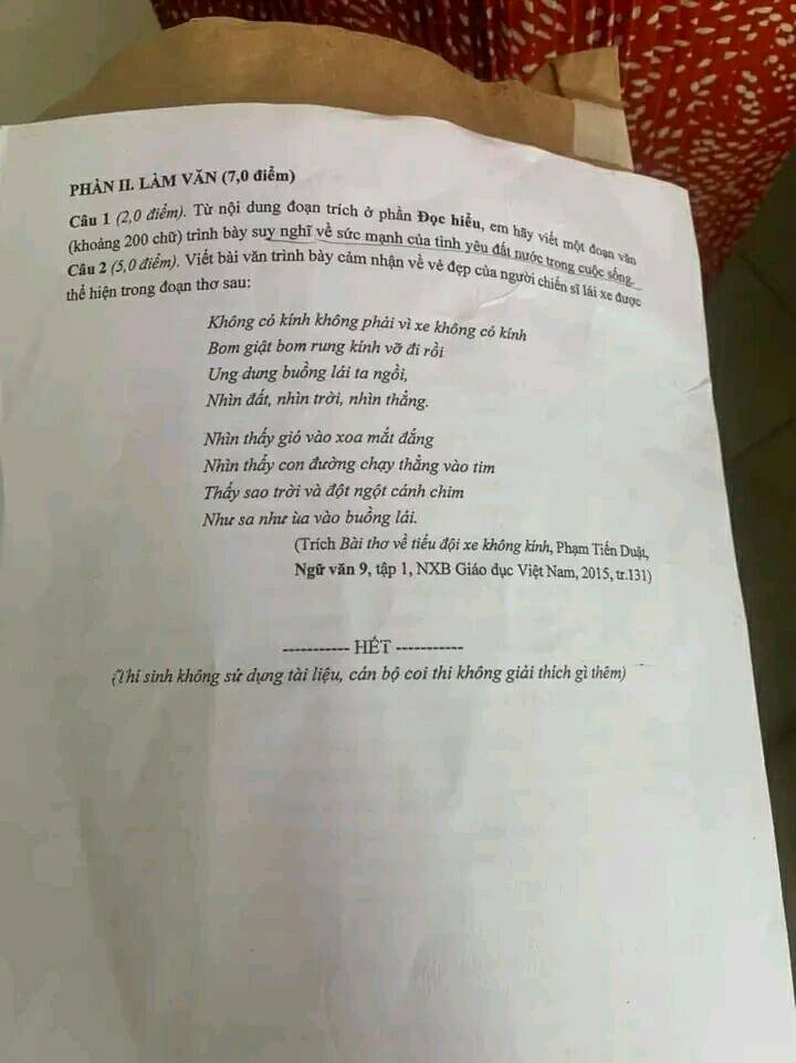 Đề thi vào 10 Văn Hải Phòng 2022