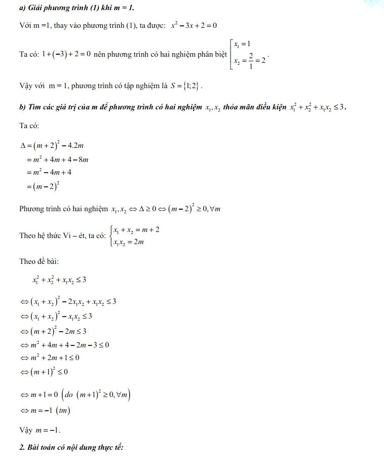 Đáp án thi vào 10 môn Toán Hải Phòng 2022
