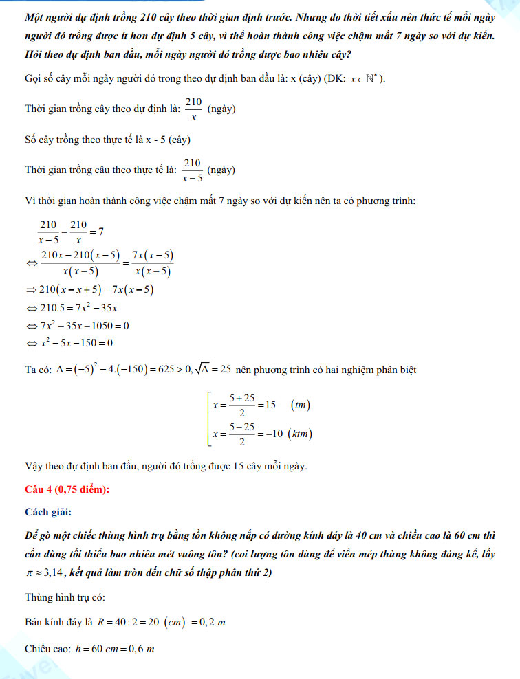 Đáp án thi vào 10 môn Toán Hải Phòng 2022