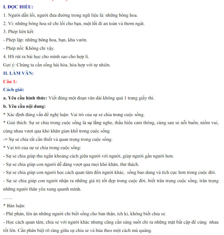 Đáp án thi vào 10 môn Văn Huế 2022