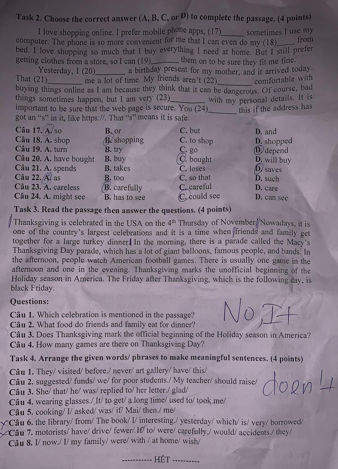 Đề thi vào 10 Tiếng Anh Bạc Liêu 2022