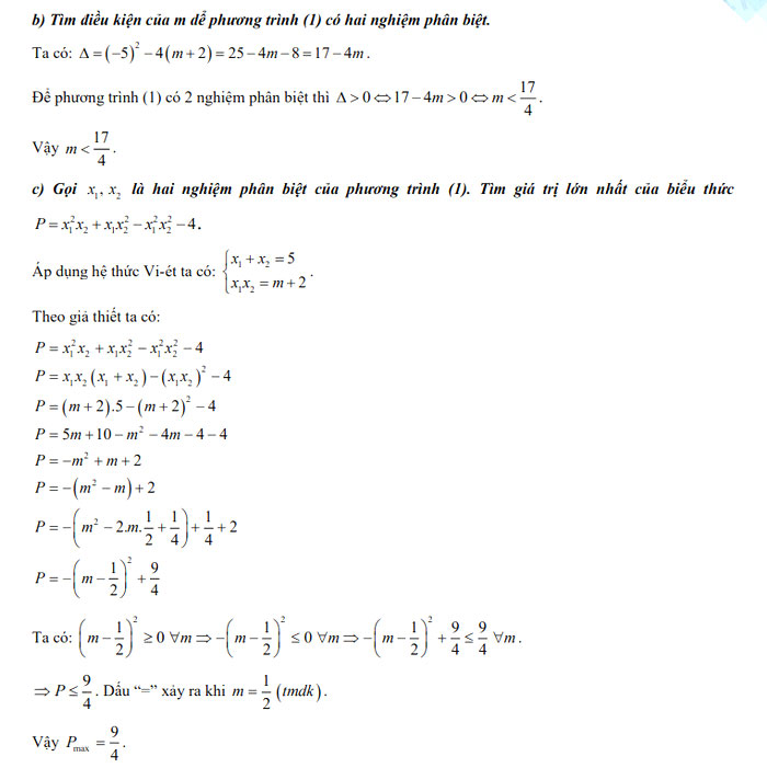 Đáp án thi vào 10 môn Toán Bạc Liêu 2022