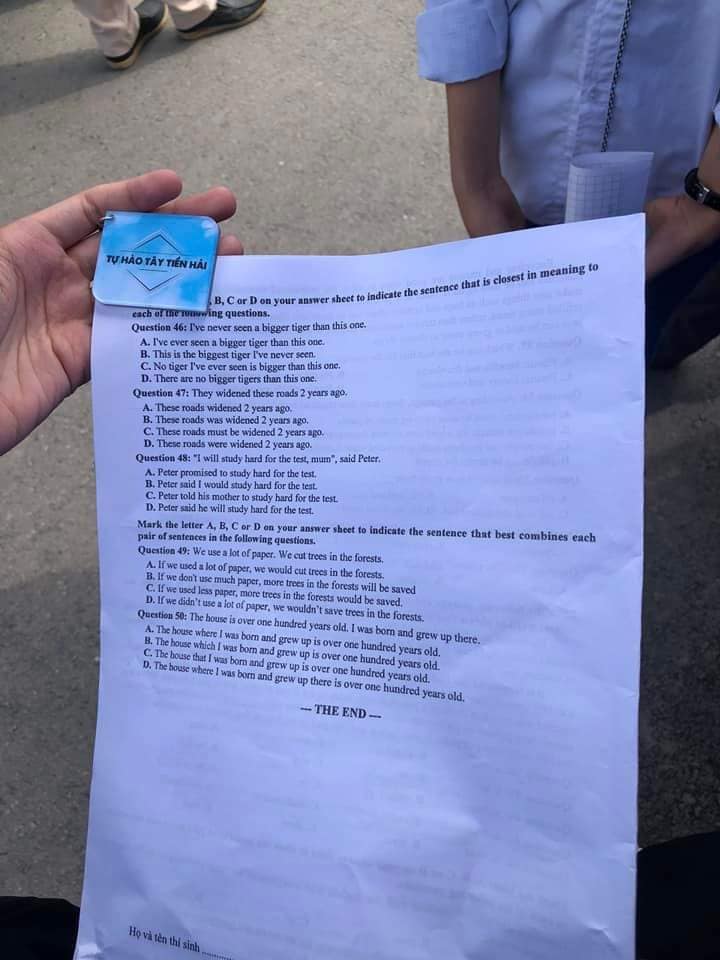 Đề thi vào 10 Tiếng Anh Thái Bình 2022