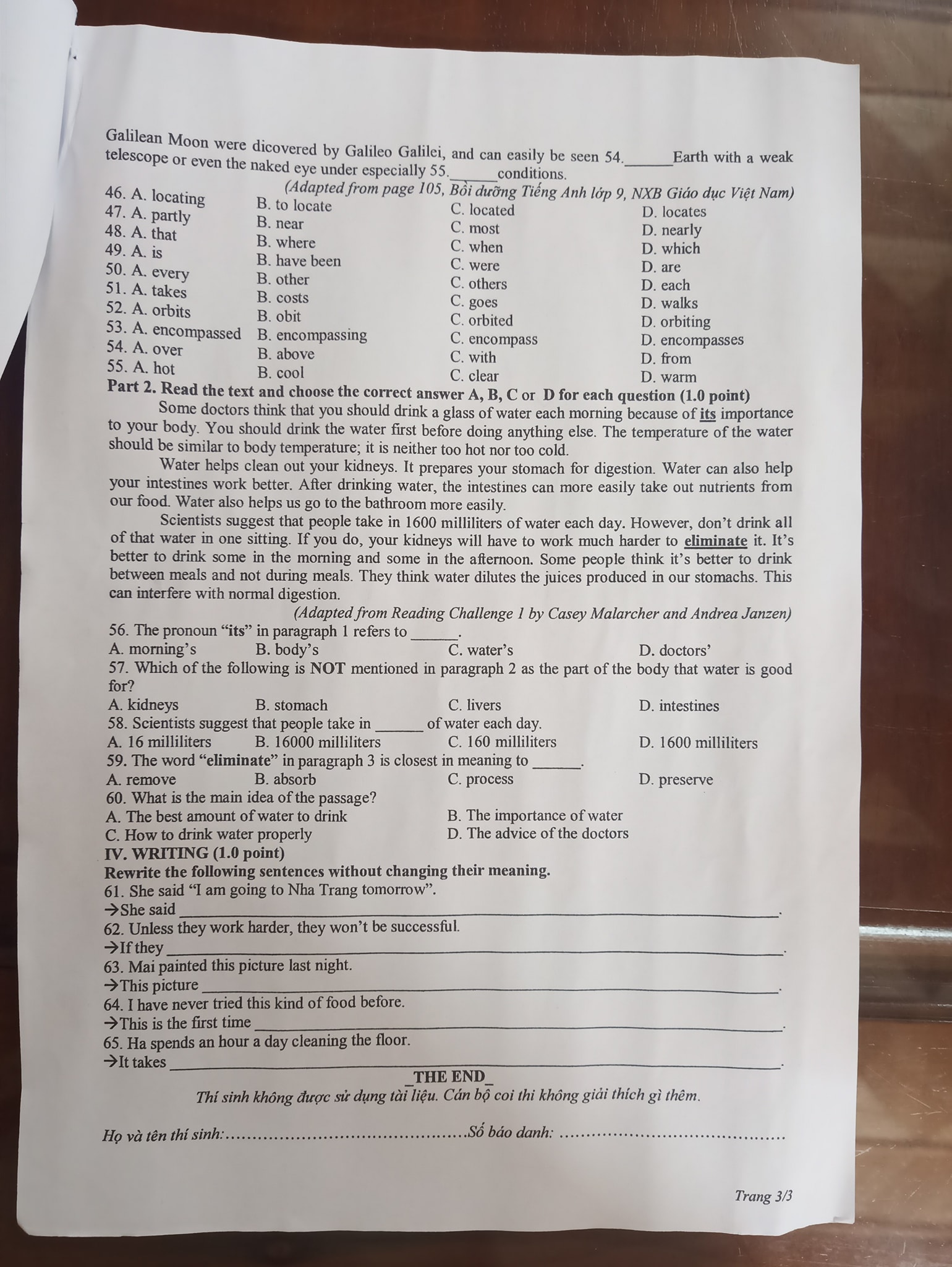 Đề thi vào 10 Tiếng Anh Lào Cai 2022