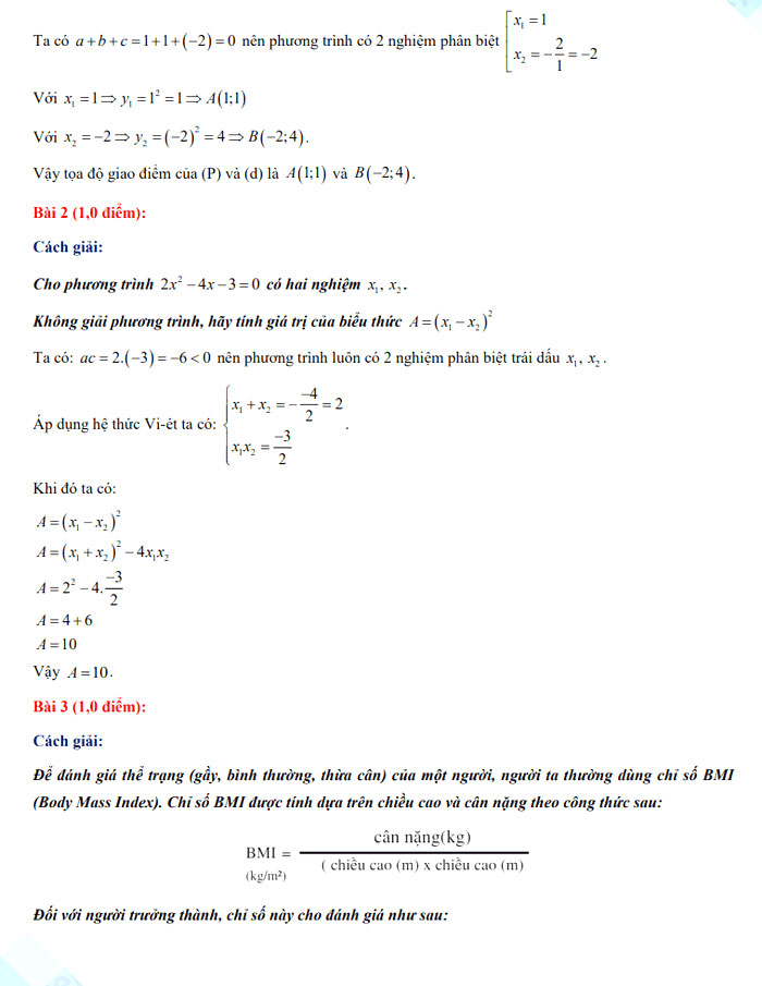 Đáp án thi vào 10 môn Toán TPHCM 2022