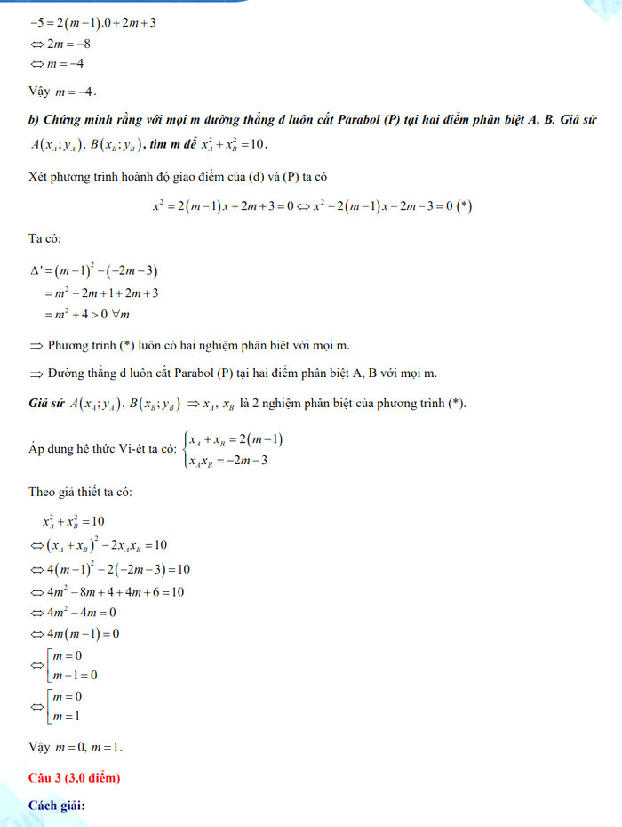Đáp án thi vào lớp 10 môn Toán Phú Thọ 2022