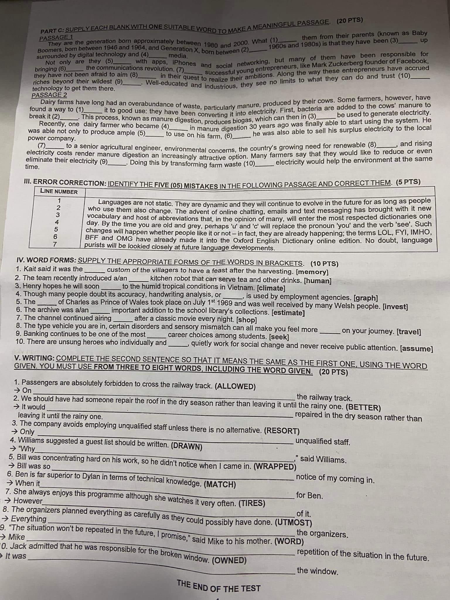 Đề thi vào 10 Tiếng Anh TP HCM 2022
