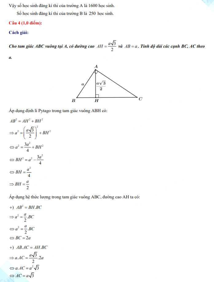 Đáp án thi vào 10 môn Toán Kon Tum 2022