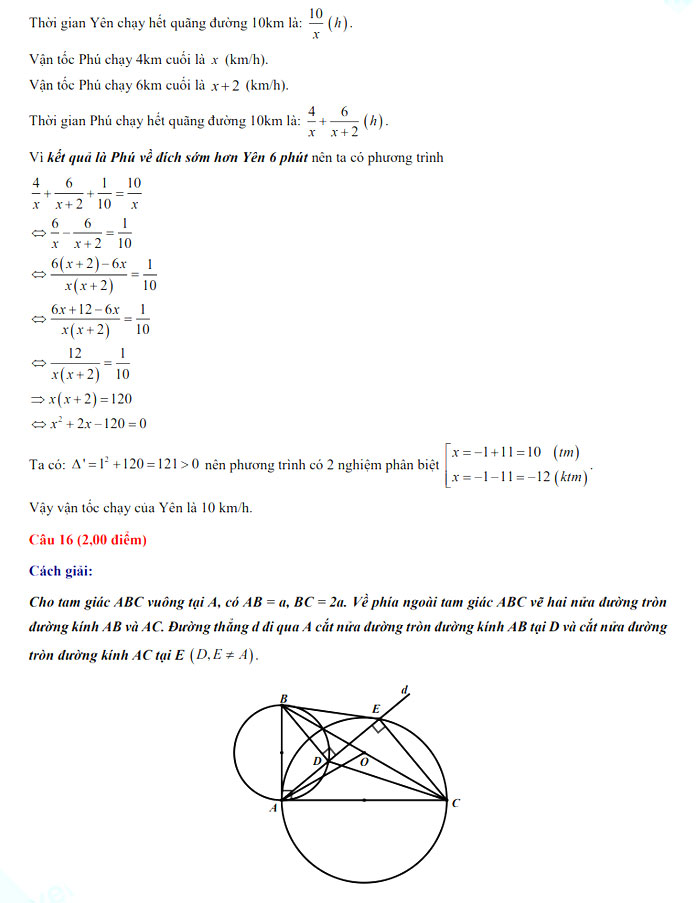 Đáp án thi vào 10 môn Toán Phú Yên 2022