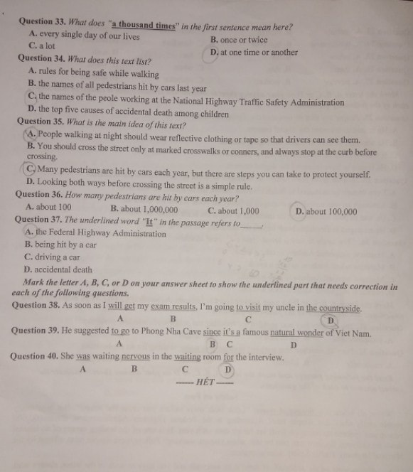 Đề thi vào 10 Tiếng Anh Bắc Ninh 2022