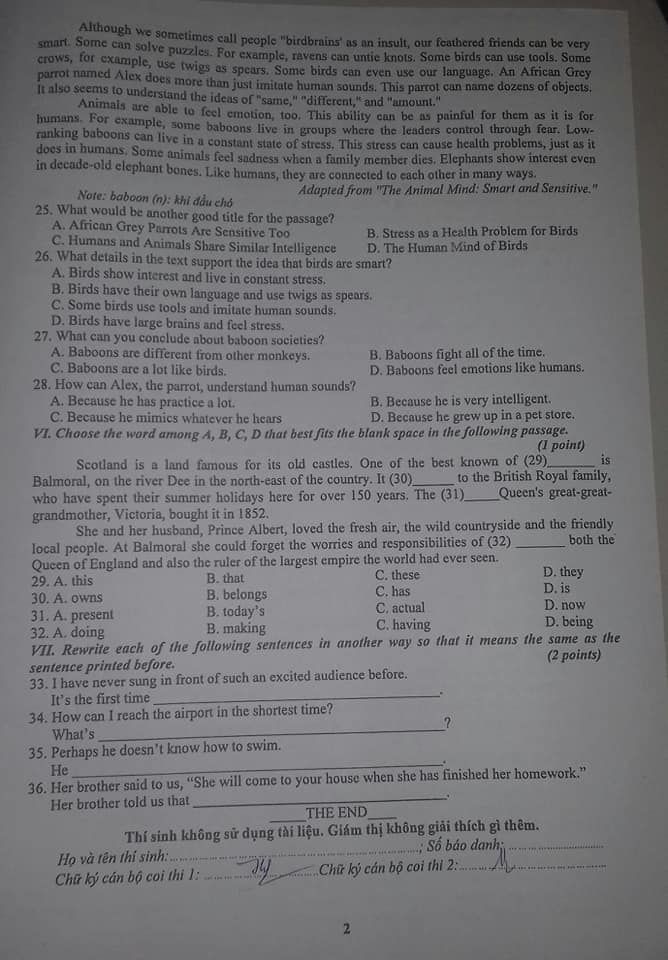 Đề thi môn Tiếng Anh vào lớp 10 Phú Yên năm 2022