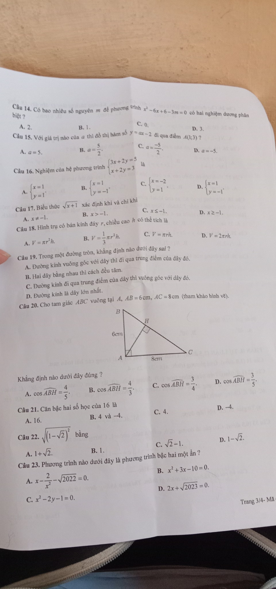 Đề thi vào 10 Toán Tuyên Quang 2022