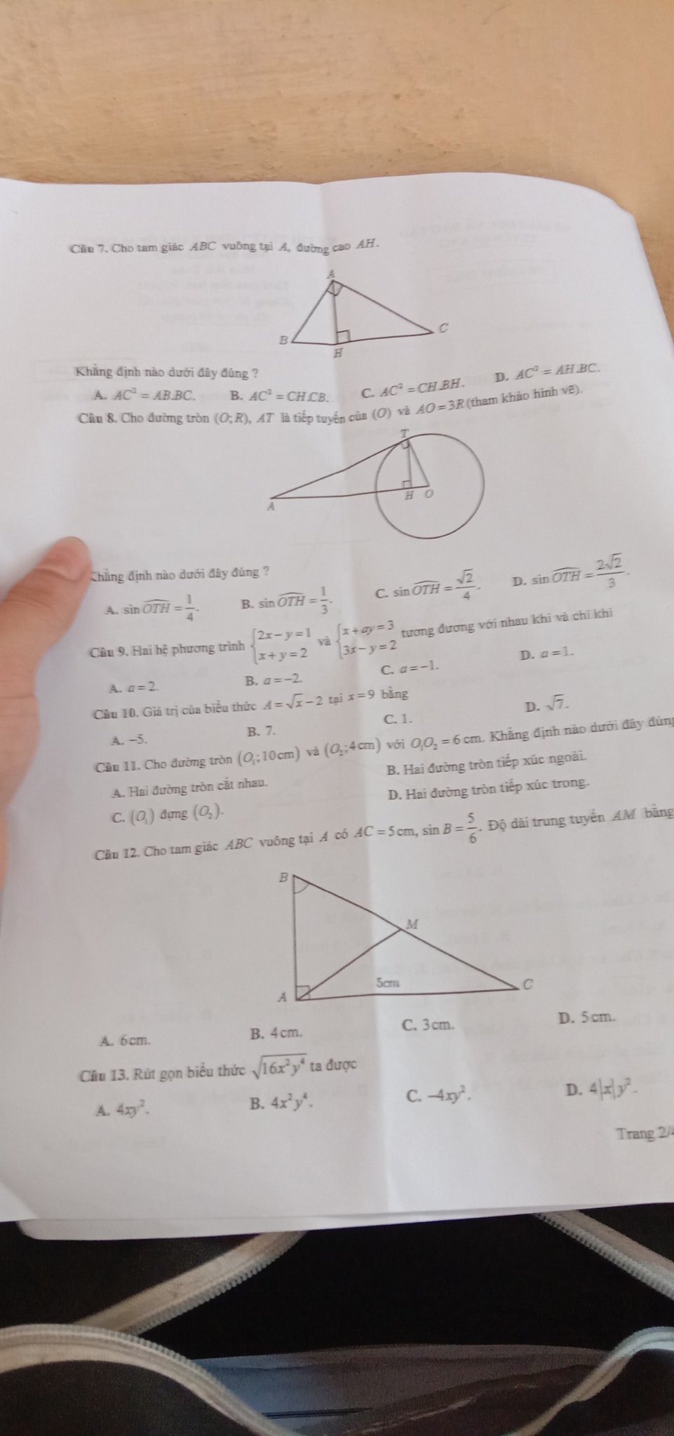 Đề thi vào 10 Toán Tuyên Quang 2022