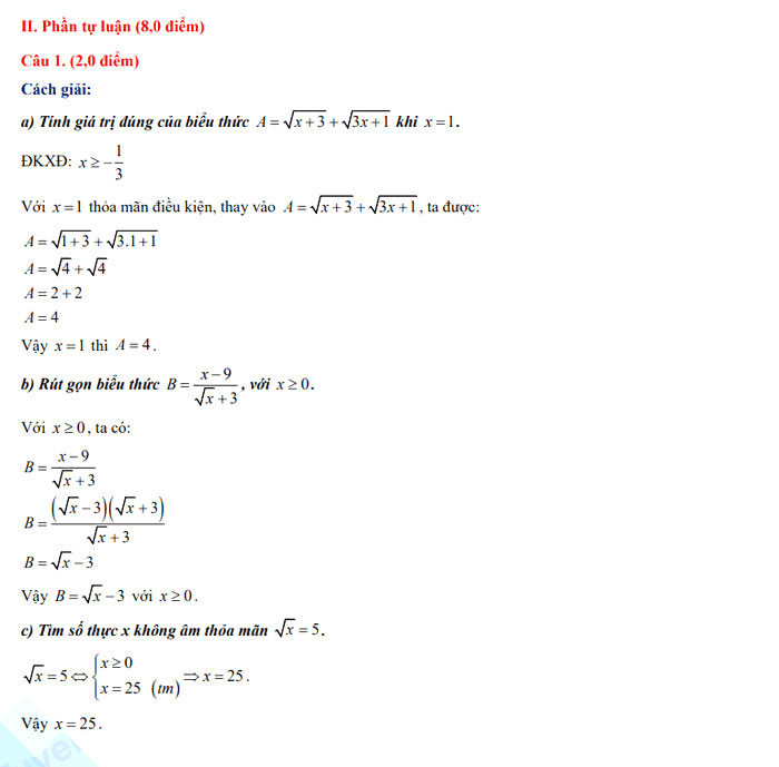 Đáp án thi vào 10 môn Toán Hậu Giang 2022
