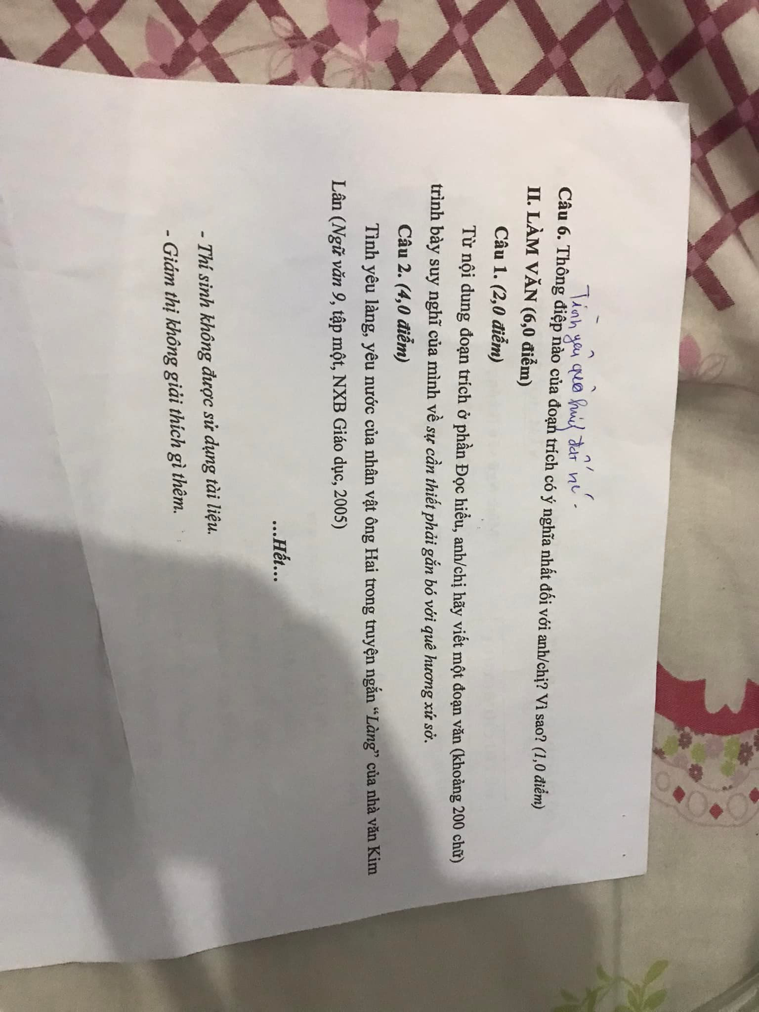 Đề thi vào 10 môn Văn Cà Mau 2022