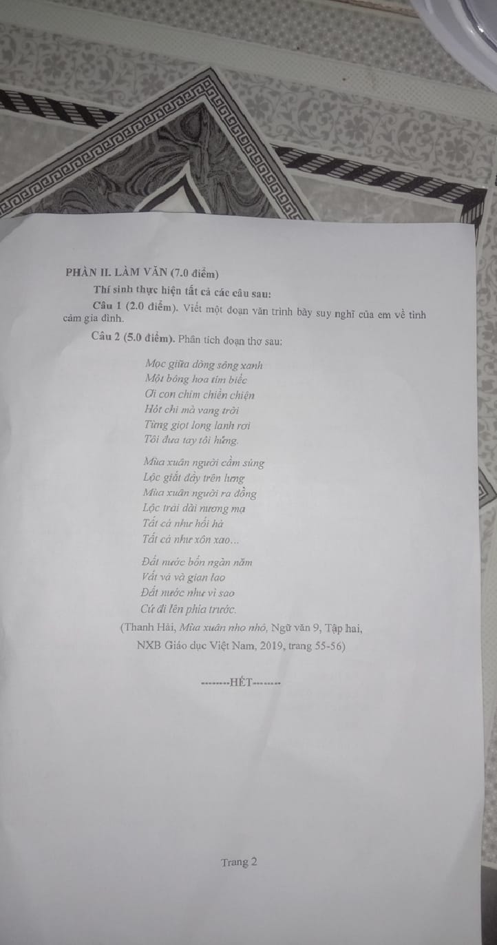 Đề tuyển sinh vào lớp 10 môn Văn Trà Vinh 2022 