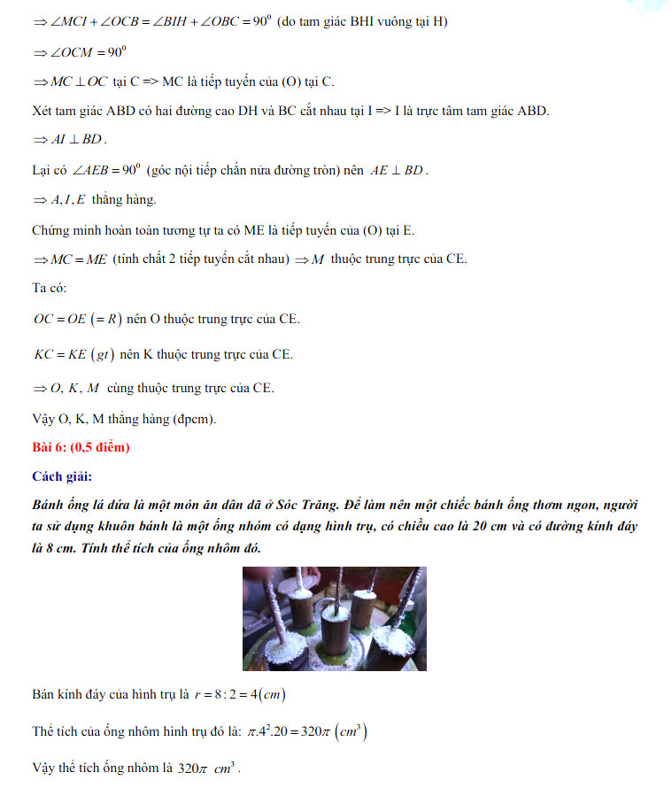 Đáp án thi vào 10 Toán Sóc Trăng 2022