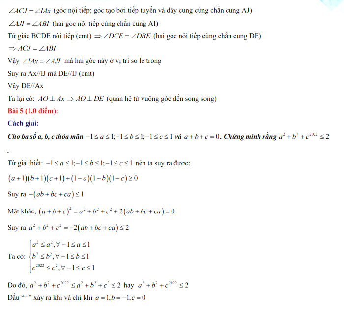 Đáp án thi vào 10 Toán Ninh Thuận 2022