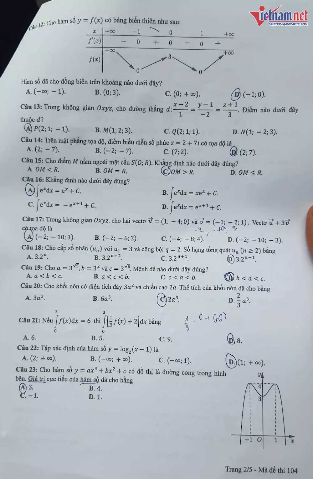 Đề thi THPT Quốc Gia năm 2022 môn Toán